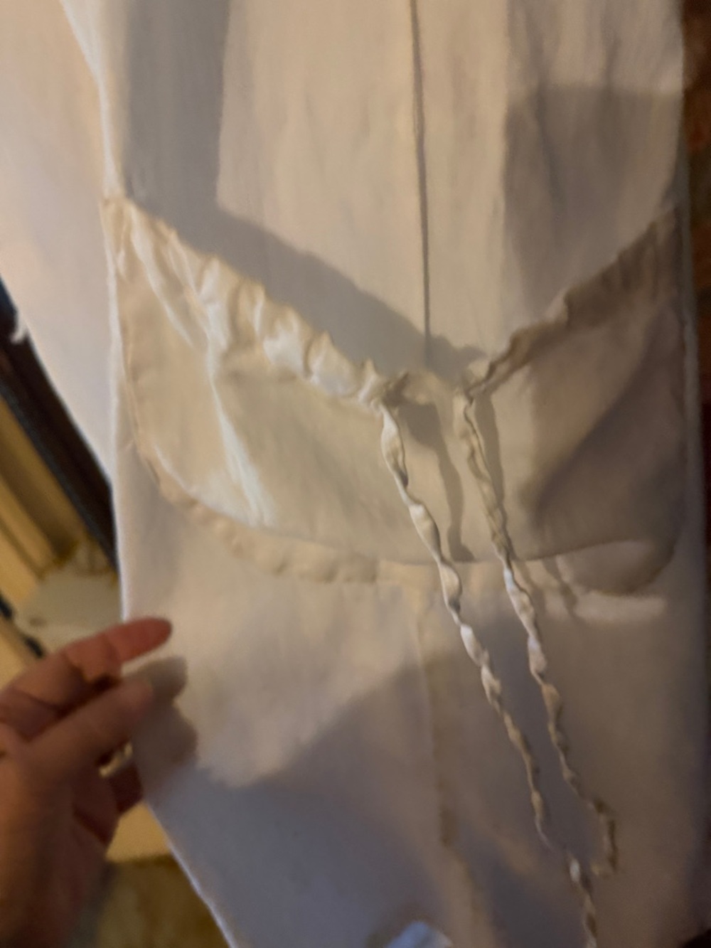 White Linen Wide-Leg Drawstring Pants - LA FIXSUN USA - Sz M - Picture 2 of 9